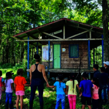 Going outside to build with bamboo