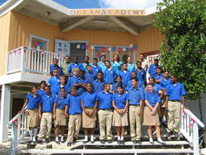 Students on Steps of the School