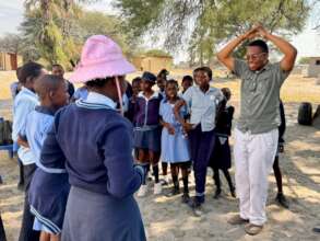 Students playing an educational game.