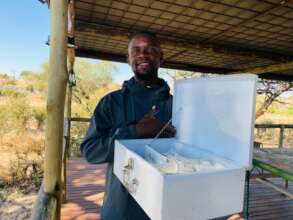 Our Assistant, Boemo with new first-aid supplies.