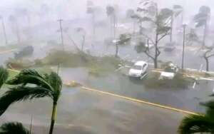 Raining and wind blowing Cyclone Jude
