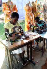 Girls at a tailoring class