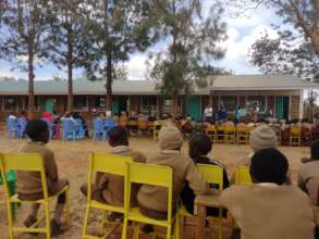 Teachers and learners during a school assembly