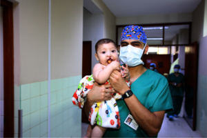 Anesthesiologist with patient
