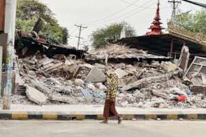 Earthquake destruction in Myanmar