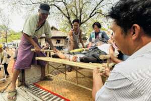 Patient with leg injuries transported to clinic