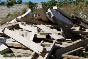 Pile of recycled wood