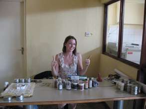 Miriam with horses supplies from AKI