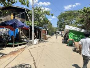 People living in makeshift tents on the roadside