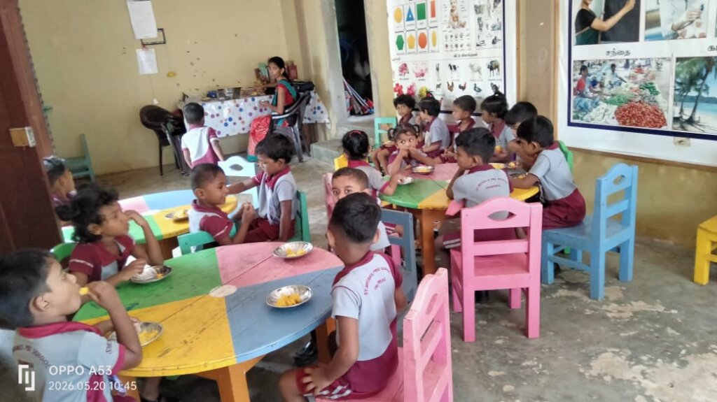 Provision of milk and fruits for the children