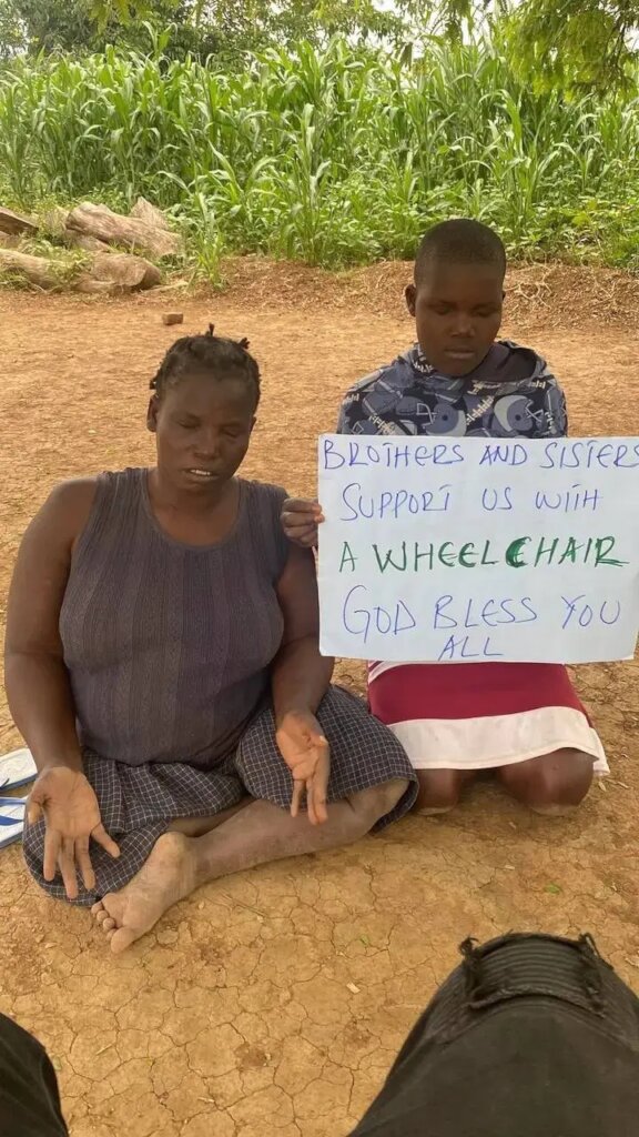 Provide a wheelchair to disabled families