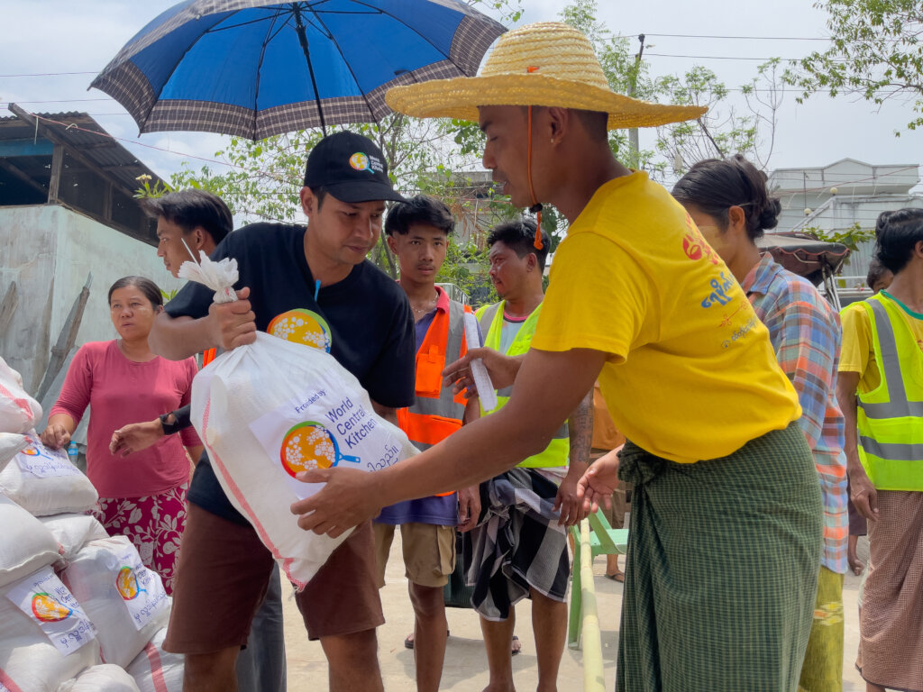Distributing WCK Food Kits to local communities