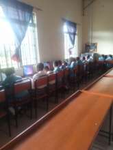 Students learning at their new computers