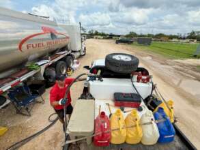 FRF fueling a tank to take to Volunteers.