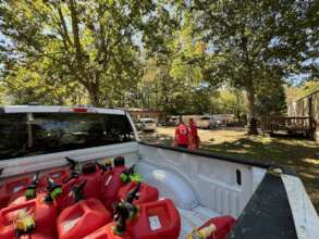 Dropping off gas cans in the Asheville communities