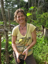 A volunteer getting ready to plant a tree