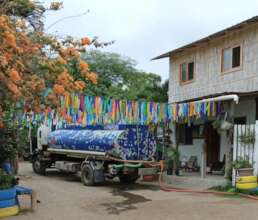 tanker delivering water at school