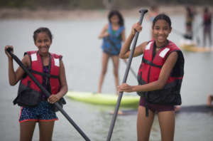 Our girls also practice SUP in the river!