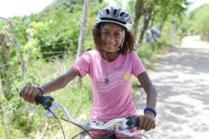 Lorena biking around Cabarete