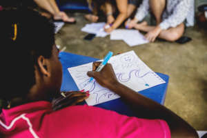 Expressing love of ocean. Photo: Jianca Lazarus