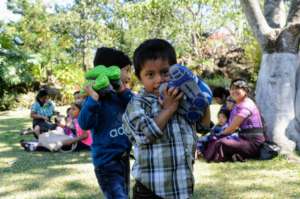 Participants' children with their new shoes