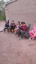Musicians eating a snack during the break