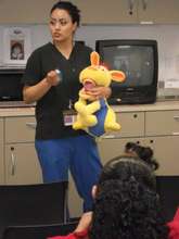 Dental staff provides oral health education