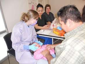 A young child receives care at Virginia Garcia.