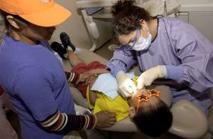 Mom and son at the dentist
