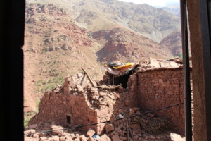 View on destroyed home in village Ait Lkak