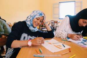 Dar Taliba student Meryam drawing wheat