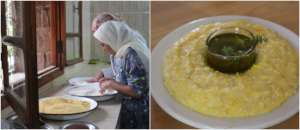 Traditional dish Tagula o'Asengar (corn porridge)