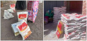 Distribution of supplies in Amazer village