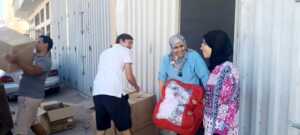 Volunteers preparing supplies in Agadir