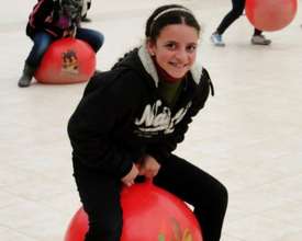 Participant discovers the joys of bounce!