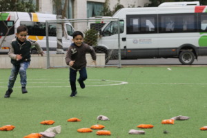 Oday and Karm race to win during sports class!