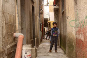 Boys play soccer in Balata Refugee Camp