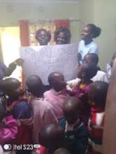 Donating cheques to children home