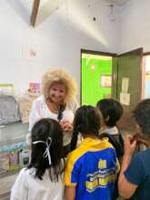 Volunteer came to teach the children