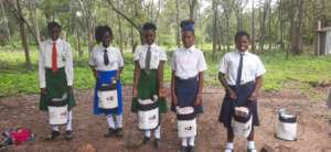 Scholars receiving their menstrual supplies!