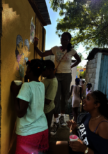Painting murals about the environment