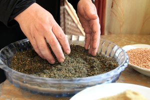 Preparing the dried herbs