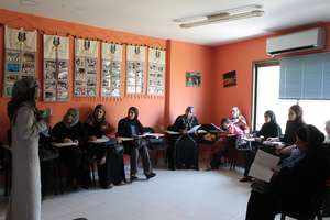 Palestinian women in a recent NEF training session