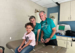 Volunteers with young patients