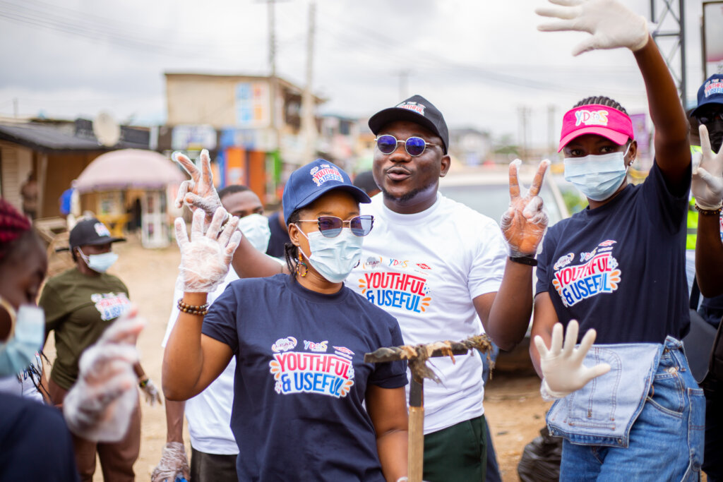 Participants at the market clean up exercise