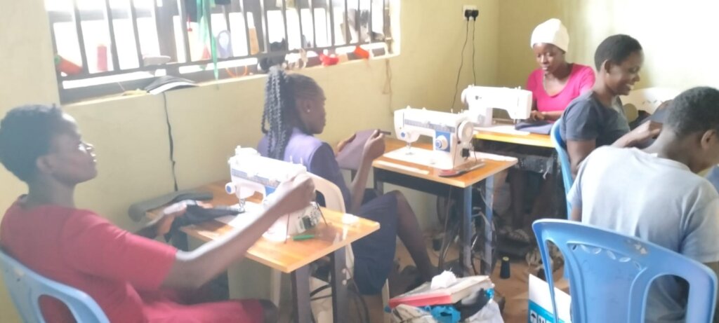 Women perfecting their pad-making skills