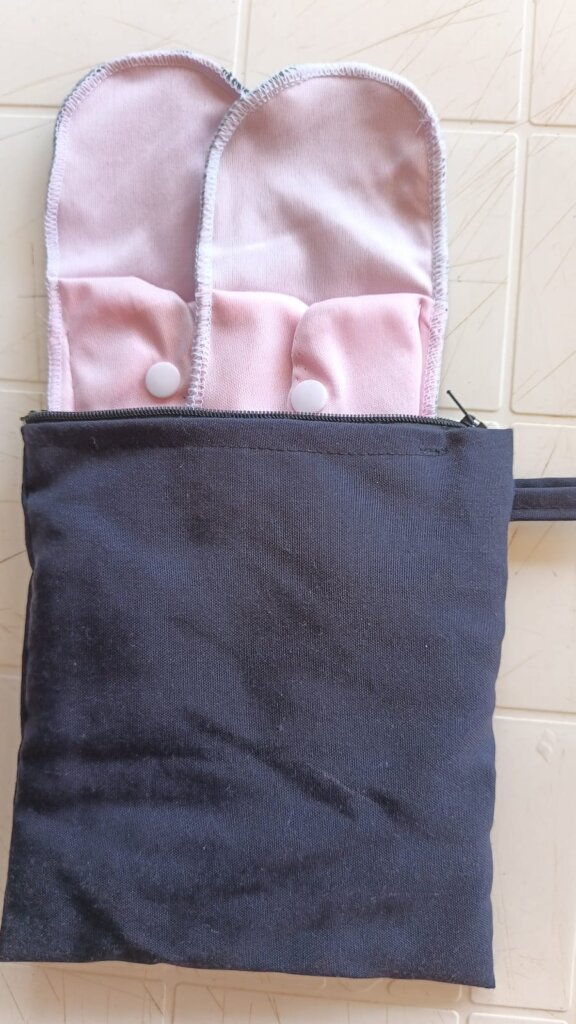 Donated pads in a pouch.