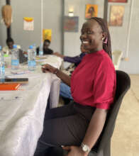 Intern Latio Josephine during a training in Juba