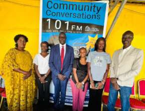 A group photo for interns at a launch event