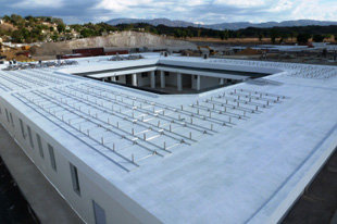 Frames for the solar panels on the roof